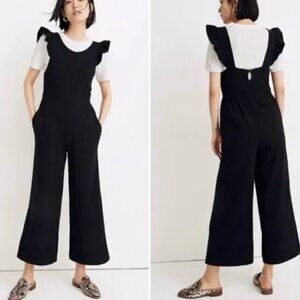 Madewell Ruffle-Strap Open-Back Black Jumpsuit